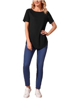 Buy Regular Fit T-shirt - Viscose - Half Sleeve Curved Top For Women in Egypt