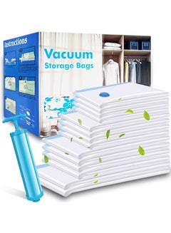 Buy Vacuum Storage Bags Pack of 14 (2 Jumbo + 4 Large + 4 Medium + 4 Small) Reusable Space Saver Bags with free Hand Pump for Clothes, Mattress, Blanket, Duvet, Pillows, Comforters, Quilt,Travel in UAE