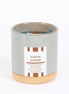 Buy Norman Tuscan Leather Jar Candle, Grey - 600g in UAE