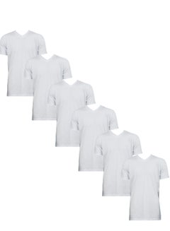 Buy 6- Pieces Rayan V Crew Neck Undershirt White in UAE