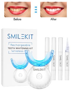 Buy Home Wireless Teeth Whitening Kit Teeth Whitening Gel with 16 Points LED Accelerator Light and Tray Teeth Whitener Helps to Remove Stains Rechargeable Teeth Whitening Kit White in UAE