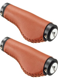 اشتري Bike Leather Grips Ergonomic Hand Sewn Casual Retro Double Lock On Handlebar Lever 22.2 * 130Mm 1 Pair (Brown) في الامارات