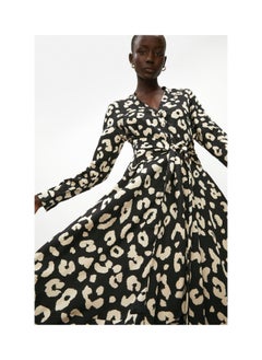 اشتري Midi Print Wrap Dress With Bow Detail في الامارات