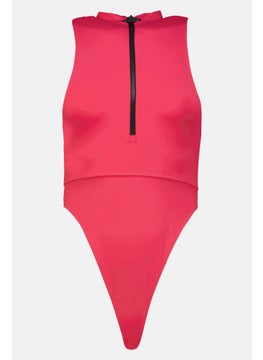 اشتري Women Brand Logo Sleeveless Swimwear, Pink/Black في الامارات