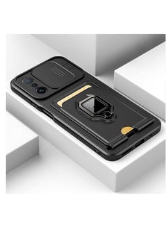 Buy For Xiaomi 11T Mi 11T Pro Thin TPU Camera Sliding Window Anti-Drop Rotating Ring Bracket Protective Cover Xiaomi 11T 11T Pro Cover (Black) in Saudi Arabia