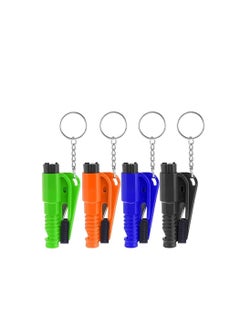 اشتري Emergency Escape Tool with Key Chain, Safety Window Glass Hammer for Cars, Car Seat Belt Cutter Emergency Escape Tool Glass Break Hammer, Used for Escape (4 Pcs) في الامارات