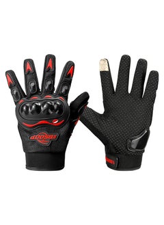 اشتري Motorcycle Riding Gloves Rider Anti-slip Anti-drop Breathable Outdoor Full Finger Touch Screen Gloves Red Size XL في الامارات