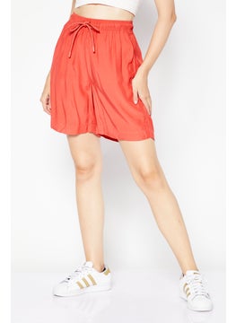 Buy Women Plain Basic Shorts, Red in UAE