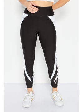 اشتري Women Sportswear Fit Brand Logo Training Legging, Black/White في الامارات