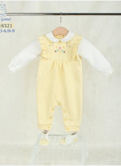 Buy A girls' go-out dress with local embroidery, soft grooved material, cotton, yellow color, from Senior Gentle in Egypt