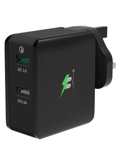 Buy Fast Wall Charger  2port( USB+ USB) 30watt (BLACK) in Saudi Arabia