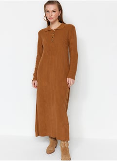 اشتري Camel Polo Neck Comfortable Ribbed Knitwear Dress TCTAW24EB00025 في مصر