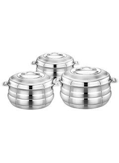 Buy Set of 3 Stainless Steel Hotpot Silver in Saudi Arabia