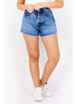 اشتري Women Regular Fit Washed Denim Shorts, Blue في الامارات