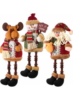 Buy 3Pcs Cute Christmas Ornaments Sitting Doll Figurine Santa Claus Snowman Elk Decoration 12.6x5 inch in UAE