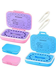 اشتري 2 Pieces Baby Keepsake Tooth Box Pp Baby Teeth Storage Holder Fairy Tooth Boxes Saver First Tooth Collection Container For Boys And Girls (Pink With Purple Blue) في السعودية