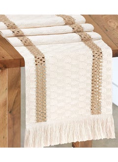 اشتري Table Runner Cream Beige Boho With Tassels Hand Woven Cotton Home Linen Layout Fall Kitchen Dining في السعودية