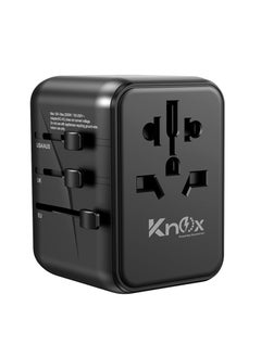 Buy Travel Power Adapter GaN III 20W technology, International Adapter with 2 USB-A & 1 USB-C PD Fast Charging, Universal Travel Adaptor for Smart Phone, Laptops, Worldwide Plug (UK/EU/AUS/US) Black in UAE