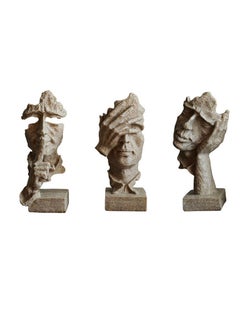 Buy 3 Pcs Thinker Statue No Hear No See No Speak Modern Home Resin Sculptures Decorative  Room Home Office Study in UAE