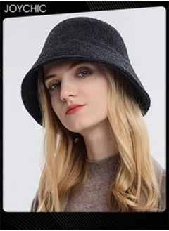 اشتري Solid Color Simple Women Autumn and Winter Knitted Warm Bucket Hat for Outdoor Windproof في السعودية