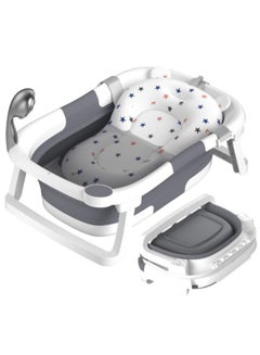 Buy Baby Bathtub, Collapsible Bathtub for Newborn to Toddler, Portable Travel Baby Bathtub with Soft Cushion, Grey in Saudi Arabia