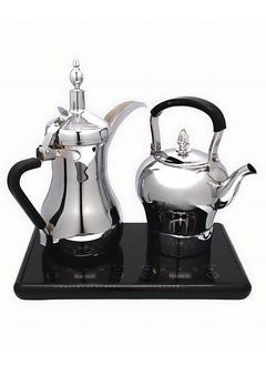 Buy Luxury & Professional Coffee Pot Set | Arabic Saudi Coffee & Tea Maker | High-Quality Stainless-Steel Power 1600W Capacity 1000+600ml Silver in Saudi Arabia