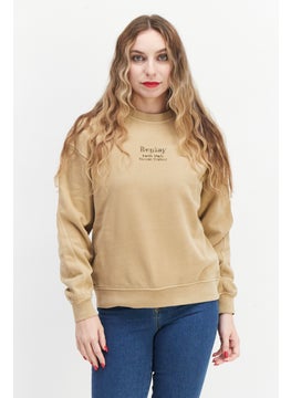 اشتري Women Crew Neck Long Sleeve Graphic Sweatshirt, Khaki في السعودية