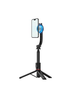 Buy Magselfie Selfie Stick Tripod with Remote Control/ Replaceable Battery / Aluminum Alloy Rod / 360°Rotation / MagSafe Compatible / Adjustable +/Stable Tripod- Black in UAE