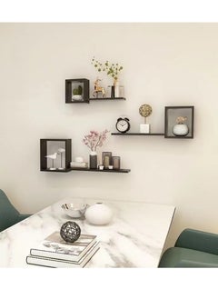 Buy 3-Tier Wall Hanging Display Rack Decorate Storage Rack Fiberboard Black in UAE