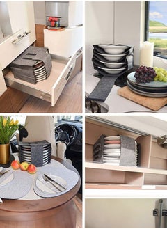 Buy Felt Plate Storage Box For Caravan Plate Storage Box Camping Cutlery Storage Felt Bag With Dividers Camping Cutlery Storage Felt Bag RV Cabinet Storage Kitchen Accessories in Saudi Arabia