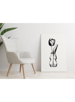 Buy Flower with vase in white and black printed canvas wall art 60x40 in Egypt