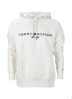 Buy Men's Logo Hoodie, White - Cotton in UAE