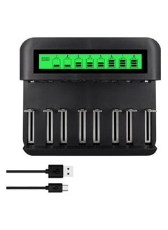 اشتري Rechargeable Battery Charger, 8 Bay LCD AA AAA C D Charger for Ni-MH AA AAA C D Rechargeable Batteries with USB Port, Type C Input, Fast Charging, Automatic Detection, Overcharge Protection Function في السعودية