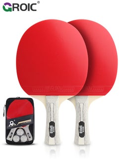 Buy Ping Pong Paddles Set, High-Performance Sets with 1 Pair Premium Table Tennis Rackets, 3 PCs Ping Pong Balls and Storage Case Portable Ping Pong Set for Indoor& Outdoor Games in Saudi Arabia