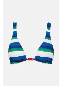 Buy Women Tie Neck Bikini Top, Blue and White in Saudi Arabia