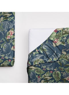 اشتري 1-Piece Solid Fitted Sheet Bluish Green Double  Size135x190cm  Made With 100% Cotton في السعودية