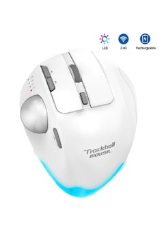 Buy Wireless Bluetooth Trackball Mouse 2.4G RGB Ergonomic Rechargeable Roller Axis Mouse 3 Devices in UAE