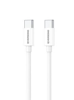 Buy RIVERSONG 60W Pd Fast Charging Type-C To Type-C Tpe Cable, CT76, 1M, White in UAE