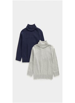 اشتري Navy and Grey Roll Neck Knitted Jumpers 2 Pack في السعودية