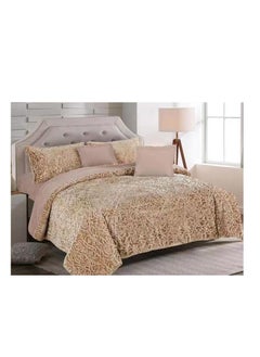 Buy New Season Special Production comforters set velvet Satin Fabric Fiber Filled Duvet Bedspread 6pcs Set-beige in UAE