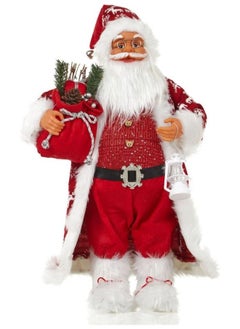 Buy Red Robe Santa Ornament Santa Claus Holding Gifts Doll Standing Figurine Santa Knitted Doll 60cm in UAE