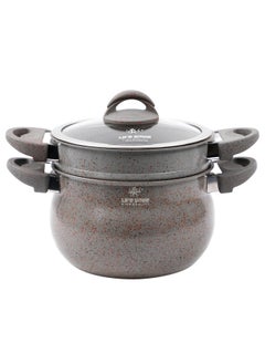 Buy 30cm (15 Litre) Multipurpose Stock Pot and Steamer Pot Set - Induction Couscoussier with PFOA-free Aluminum Non Stick 2-tier Cooking Pot with Lid for Soups,Seafood,Vegetables,Stews and Pasta in UAE