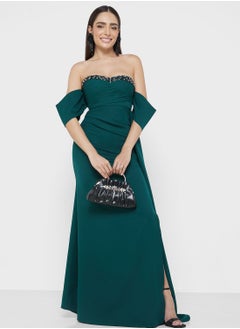 Buy Cold Shoulder Long Slit Dress in Saudi Arabia