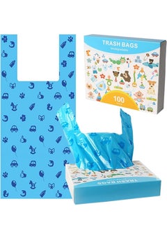 Buy 100-Piece Disposable Diaper Bag, Safe and Odour Control Biodegradable Baby Nappy Sacks for Collecting Nappies and Garbage, Blue in Saudi Arabia