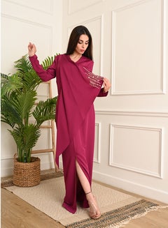 Buy Long dress with elegant design and distinctive material with long sleeves in Saudi Arabia