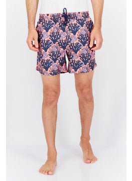 Buy Men Allover Printed Drawstring Board Short, Coral Combo in UAE