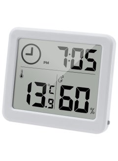 Buy Digital Thermo-Hygrometer Indoor Room Thermometer Hygrometer 3.2” Large LCD Screen Desktop Thermometer with Temperature and Humidity Monitor Meter Gauge with Clock (white) in UAE