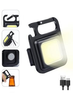 اشتري Small LED Flashlight, Rechargeable Keychain Mini Flashlight, 4 Light Modes Portable Pocket Light with Folding Bracket Bottle Opener and Magnet Base for Fishing Walking Camping Outdoor Indoor في السعودية