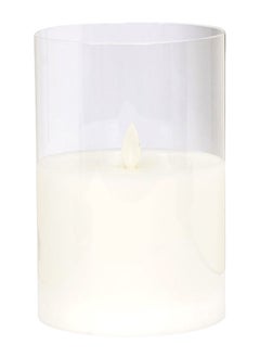 Buy 1-Wick LED Pillar Glass Candle, White - 10x15 cm in UAE