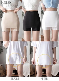 Buy 3PC Women Slip Shorts for Under Dresses Seamless Boyshorts Panties Anti Chafing Underwear Shorts Under Skirts Thigh Slimmer in Saudi Arabia
